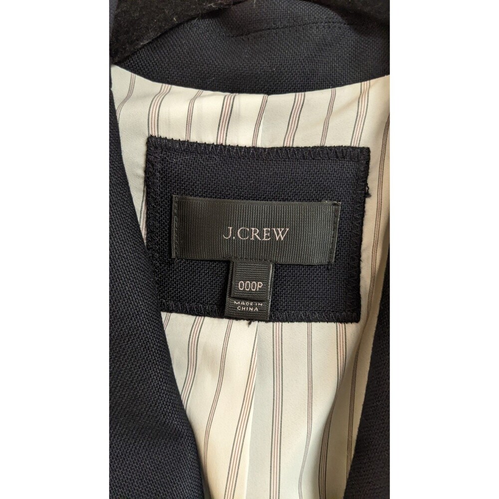 Women's J.CREW 100% Wool Navy Blue SCHOOLBOY 2 Button Blazer 00 Petite - Picture 5 of 15